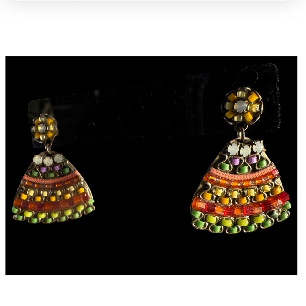 Ayala Bar vintage Vibrant Multicolor Dangle Earrings - Picture 2 of 4